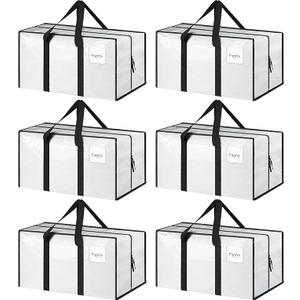 Pack Extra Heavy Duty Large Moving Bags with Strong Zipper, White
Comfortable Handles, Sturdy & Durable Clothes Storage Bags Totes Bins, Blue Packing Moving Boxes for College Supplies