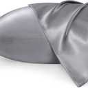 Bedsure Satin Pillowcases, Similar to Silk Pillowcase 2 Pack, Pillow Case for Sleeping Women with Envelope Closure, Gifts for Women Men, Dark Grey, Queen Size, 20x30 Inches
