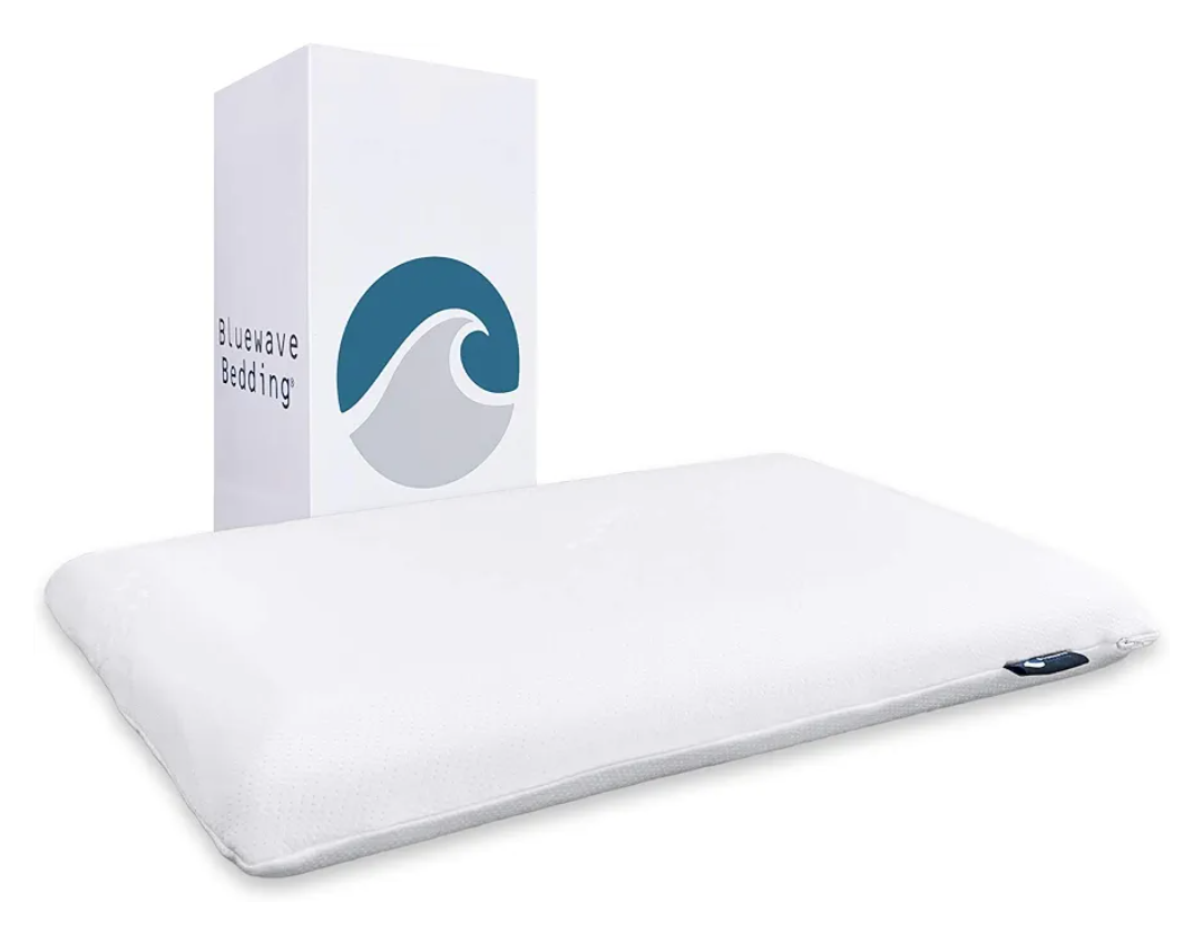 Bluewave Bedding Super Slim Gel Memory Foam Pillow for Stomach and Back Sleepers - Thin, Flat Design for Cervical Neck Alignment and Deeper Sleep (3.25-Inches Height, Standard Size)