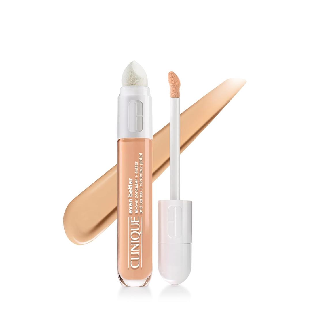 Clinique Even Better All-Over Full Coverage Concealer + Eraser Makeup For Dark Undereye Circles | With Hyaluronic Acid + Caffeine | Hydrating, Brightening + Depuffing (AM Neutral CN 52 - medium fair, cool-neutral undertones)