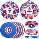 Woanger 324 Pcs 4th of July Wreath Decorations Flag USA Star Patriotic Signs Ornaments Foam Blue Red White Sticker Star Independence Day Craft Gift Favor Home Door Art Wall Decor Kit