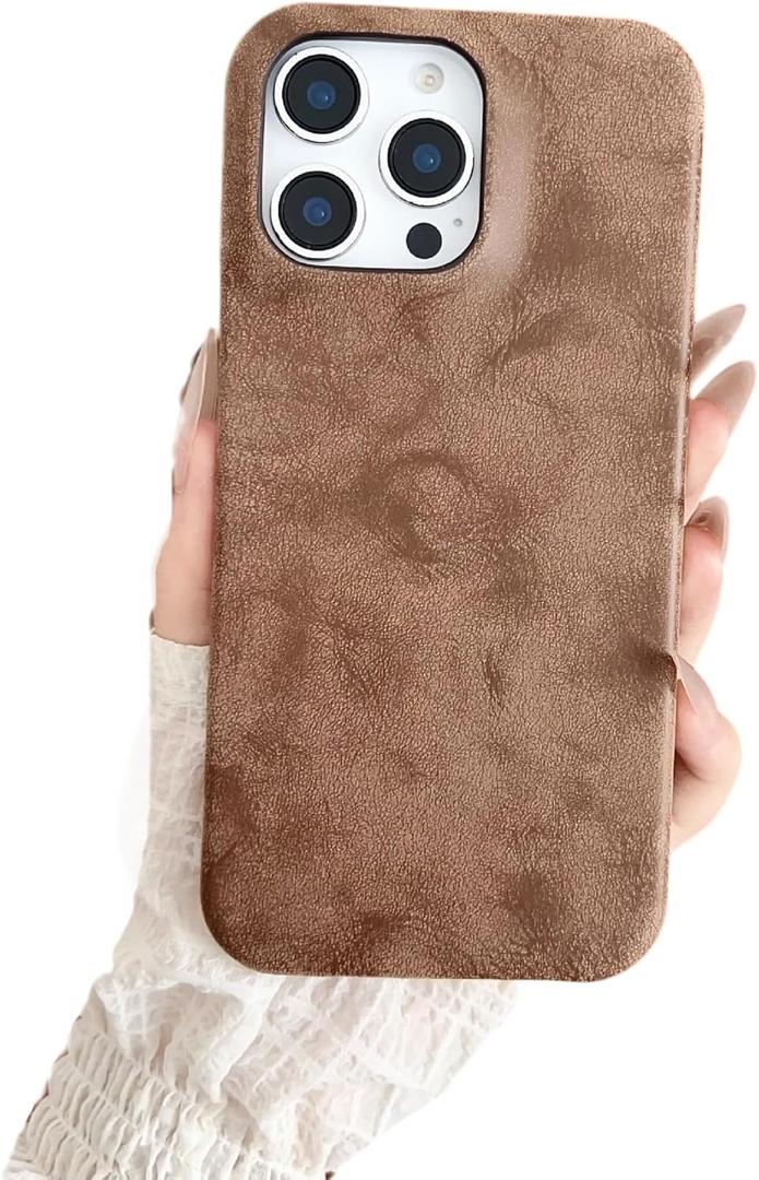 Caseative Soft Touch Suede Leather Compatible with iPhone Case (Brown,iPhone 14 Plus)