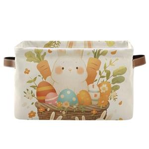 Storage Basket Rabbit Basket Canvas Collapsible Box Organizer Bin with Handles