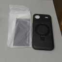 iPhone 17 Air Case with Stand, Compatible with MagSafe, Slim PU Leather & TPU Protective Magnetic Kickstand Phone Cases with Tempered Glass Screen Protector for iPhone Air 6.5", Black