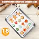 Potchen 18 Pcs Baking Sheet Pan Set Stainless Steel Cookie Sheet Small Toaster Oven Pans Tray Barbecue Grill Pan Rectangle Trays Oven Freezer Bakery, Non-stick, Easy Clean, 9 x 6.7 x 1 Inches