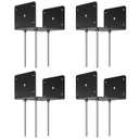 6x6 Concrete Post Base(4 PCS), Deck Post Base Holder Ground Spike for Concrete, Decking Post Brackets with 3 Anchor Rods, Post Base for Pavilion Deck Porch Handrail Railing