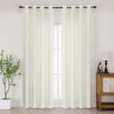 Chyhomenyc Ivory Curtains 84 Inches Long 2 Panels Set, Light Filtering Faux Linen Textured Soft Airy Window Curtains for Living Room Bedroom, Thick Modern Privacy Grommet Drapes, 50Wx84L, 2PCS