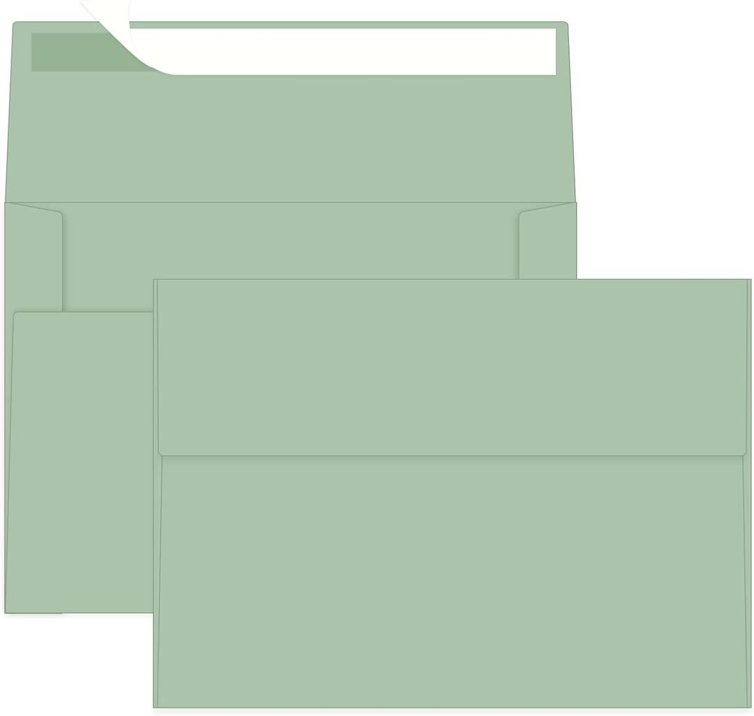 100 Packs 5x7 Sage Green Envelopes, A7 Wedding Envelopes for Card Invitation Birthday Party Baby Shower