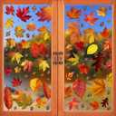 CCINEE 216pcs Maple Window Clings 6 Sheets Fall Leaves Assorted Maple Oak Leaves Acorns Window Stickers for Autumn Thanksgiving Halloween Seasonal Holiday Glass Window Decorations