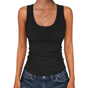 ANRABESS Womens Sleeveless Scoop Neck Tank Tops 2026 Summer Casual Basic Slim Fit Ribbed Knit Racerback Workout Cami Shirts- M