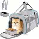 Heavy Duty 20 Inch Cat Carrier with Double Doors, Collapsible Airline Approved Pet Crate for Large Cats, Easy-Clean Travel Kennel for Car, Vet, Airport, Home Use, Light Grey