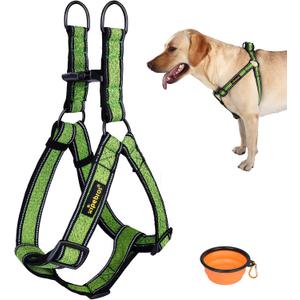 No Pull Dog Harness with Reflective Adjustable,Stops Pets from Pulling and Choking On Walks for Large Dogs (Green, XXL)