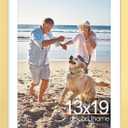 decorUhome 13x19 Picture Frame, Display Pictures 11x17 with Mat or 13x19 without Mat, Wall Mounting Photo Frame, Gold, 1 Pack