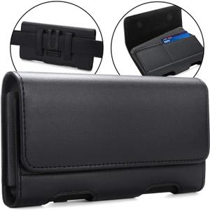 BECPLT for Galaxy S25 Ultra S24 Ultra S23 Ultra S22 Ultra 5G Note 20 Ultra 5G Note 10+ Plus 5G Holster Black Leather Carrying Cell Phone Holder Belt Clip Holster Case Pouch for Galaxy A14 5G S21 Ultra (XL (6.85" x 3.6" x 0.75"))