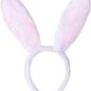 2 x Cute Bunny Ears Headband for Women, Soft Plush Rabbit Ears, Christmas & Holiday Costume Accessory (1 Count (Pack of 1), Pink)
