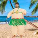 Spinosaurus Inflatable Luau Hula Skirt Costume,Hawaiian Themed Party Funny Blow Up Costumes for Adult Beach Inflatable Suit, Suitable for 62-75 inch/5.24-6.24 ft