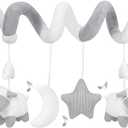Promise Babe Hanging Car Seat Toys, Stroller Mobile Crib Bar with Bell, Baby Activity Spiral Plush Toys for Boys and Girls (Sheep, Gray)