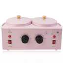Portable Wax Warmer with Adjustable Temperature and 40 Wax Sticks - Painless Hair Removal for Women and Men (Pink-Double Pots)