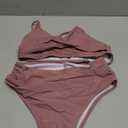 ZAFUL Women High Waisted Bikini Sets Two Piece Swimsuit Push Up Twist Front Ruched Bathing Suit (Medium, Brown Red)