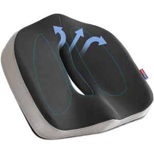 Seat Cushion for Tailbone Pain Relief, Memory Foam Coccyx Cushion for Office Chair & Car, Ergonomic Chair Pad with Non-Slip Cover & Handle, Sciatica Relief for Gaming Chair (Black), Standard