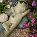 Frog Garden Statue Relaxing Resin Yard Decor, Whimsical Yard Figure, Porch Statue, Outdoor Zen Garden Decor, Larger Size 12" x 7.5", Patio, Landscaping for Mom, Art Lover Collector