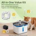 Cat Water Fountain Replacement Filters-12 Pack Cat Fountain Filters with 12 Pack Sponges, Enhanced Compatibility Pet Fountain Filter Fit for 50oz, 84oz, 95oz or 108oz Automatic Pet Dog Water Dispenser