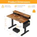 Electric Standing Desk Adjustable Height - 40 Inch Sit Stand Desk with Storage Drawers , Small Standing Desks with Shelf Monitor Stand, Kids Girls Computer Desks for Bedroom Home Office, Rustic Brown, 39.4''
