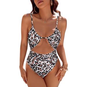 Blooming Jelly Womens One Piece Swimsuit Tummy Control Bathing Suit Sexy Flattering Cheeky High Cut Out Cute Ladies Swimwear (Small, Leopard)