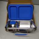 AOHEA Stainless Steel Lunch Box for Kids, Leak Proof Bento Lunch Box BPA Free 304 Stainless Steel Bento Box Stainless Bento Box with Containers for School and Office(Blue)