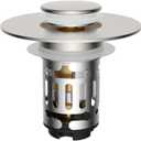 Hibbent Upgraded 3 in 1 Bathroom Sink Drain Strainer, Universal Pop Up Stopper with Removable Stainless Steel Filter Basket Hair Catcher, Sink Plug for 1.1''~2.36'' Basin, Brass Core, Brushed Nickel