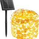 Minetom Solar Fairy Lights,33Ft 100 LED Solar String Lights Outdoor, IP65 Waterproof Patio Lights with 8 Modes for Tree Patio Christmas Party Wedding Decor (Warm White)