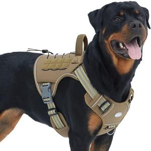 Auroth Tactical Dog Harness for Large Dogs No Pull Adjustable Pet Harness Reflective K9 Working Training Easy Control Pet Vest Military Service Dog Harnesses Army Yellow, L
