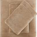 True North by Sleep Philosophy Plush Sheet Set King, Solid Color, Warm & Soft Bedding King Size Sheets, Fitted Pocket Fits Up to 16" Mattress, Soloft, King Taupe 4 Piece