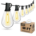 Tenmiro 60FT Outdoor String Lights, Waterproof 16+1 Edison Shatterproof Bulbs Led Outside Patio Lights for Porch Deck Garden Backyard Balcony Wedding Party Decor