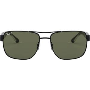 Ray-Ban Mens RB3530 Square Sunglasses, Black/Polarized Green, 58 mm