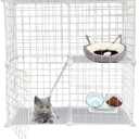 2-Tier DIY Cat Cage,Small Animal Indoor Detachable Metal Cage,Cats Kennels Crate Large Exercise Place Playpen Kitten Enclosure with 2 Doors,29.5x15.3x28.7 Inch White