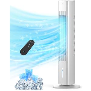 Windowless Portable Air Conditioners, 35" Evaporative Air Cooler w/1.2L Water Tank, 3 Ice Packs, 7H Timer, 60 Swing, No Hose No Window Needed, 3-IN-1 Portable AC Unit for Room Bedroom Outdoor,White