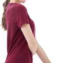 Merino Protect 100% Merino Wool V Neck T-Shirt for Women Short Sleeve Base Layers Odor Resistance Tops for Outdoor Hiking (Small, Dark Red)