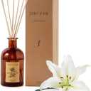 Craft & Kin Lily & Jasmine Diffuser Reed Diffuser | All Natural Essential Oil & 8 Rattan Scent Sticks | Reed Diffusers for Home, Bathroom | Long Lasting Home Fragrance in Amber Glass, 5.75oz