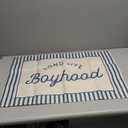 Lacama Vintage Blue Long Live Boyhood Boys Room Decor, Boy Nursery Decor, Linen Banner Wall Hanging Canvas Banner Flag Decor for Toddler Boy Room Nursery 30x20 Inch