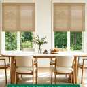 Allesin zen No Drill Cordless Bamboo Roman Shades, Light Filtering 35.5" W x 64" H, Brown