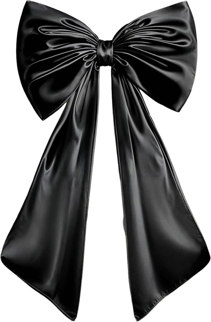 JUICYRAUL 23x35 Inch Large Black Satin Bow,Giant Ribbon Tie for Coquette Room, Xmas Tree, Birthday, Graduation, Wedding Proposal & Baby Shower Decor