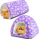 Guinea Pig House and Tunnel Set - 2 Pack Washable Guinea Pig Hideout Bed, Plush Small Animal Hide and Toy with Non-Slip Bottom for Ferret Dwarf Bunny