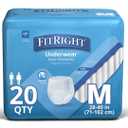 Medline Fitright Ultra Protective Underwear, Medium, 28" to 40" Waist, 20/Pack, 4 Pack/Carton
