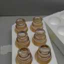 12 oz Ribbed Drinking Glasses Set of 6, Clear Vintage Iced Coffee Cups Elegant Glassware, Highball Glass Cups Ridged Glass Tumbler for Cocktail, Whiskey, Beer, Water, Juice, Origami Style Amber