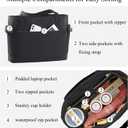 Puffer Tote Bag for Women, Work Bag with Cup Holder, Teacher Bag with Compartments, Quilted Tote Bag with Zipper for Travel