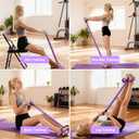 8-Tubes Pedal Resistance Band with Handle, Multifunction Exercise Rope for Working Out, Foot Pedal Resistance Band for Abdomen, Waist, Arm, Leg, Purple