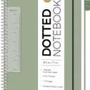 AHGXG Dotted Journal - Dot Grid Spiral Notebook 8.5" x 11", A4 Large Dotted Notebook, 100 GSM Thick Paper, Waterproof Plastic Cover Journals for Journaling, Sketching, Light Green