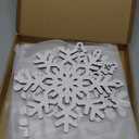 Whaline 6Pcs Christmas Snowflake Wooden Wall Decor White Snowflake Shaped Wood Wall Art Sign with Hook for Home Farmhouse Xmas Winter Hanging Ornament