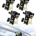 Ladder Rack Ratchet Straps with J-Hook (4PCS), 2" Black Round Tube Mount, 1.5" Wide x 7.5' Long Black Retractable Ratchet Tie Down Strap Roof Rack, 500 lbs Load Heavy Duty Cargo Buckle Rack Lock Strap